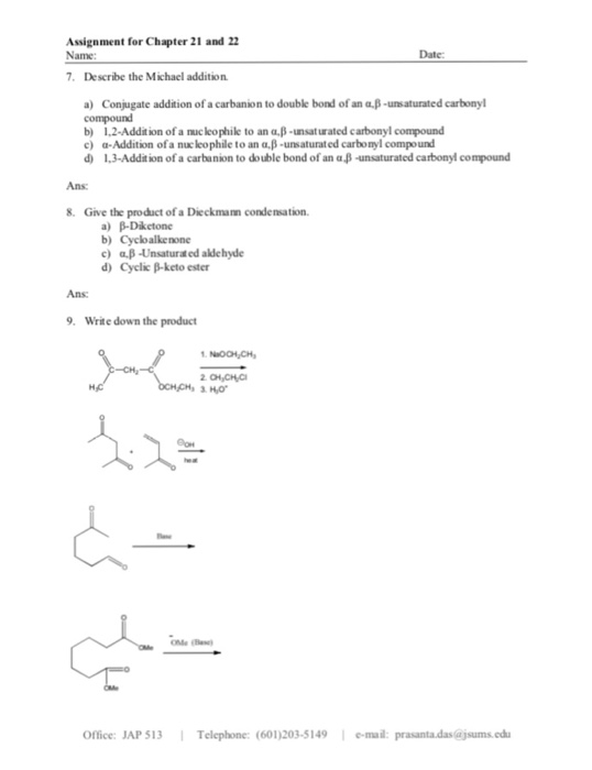 Solved Describe The Michael Addition Conjugate Addition Of Chegg