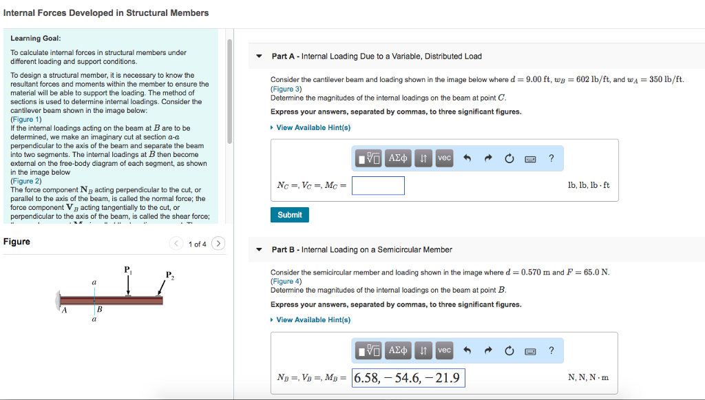 Solved Internal Forces Developed in Structural Members | Chegg.com