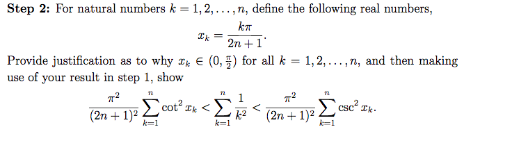 Solved For natural numbers k = 1, 2, ...n, define the | Chegg.com