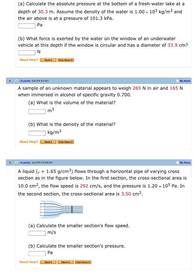 Solved (a) Calculate the absolute pressure at the bottom of