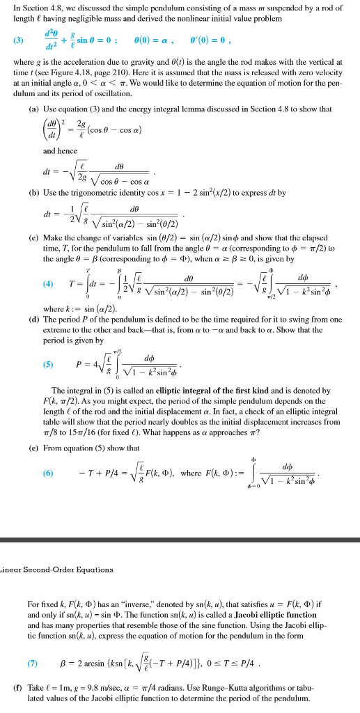 Solved The simple pendulum consisting of a mass m suspended | Chegg.com