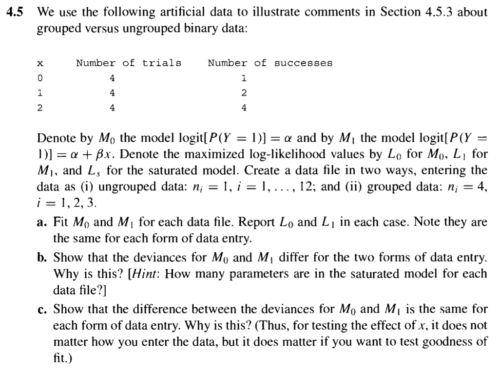 4.5 We use the following artificial data to | Chegg.com