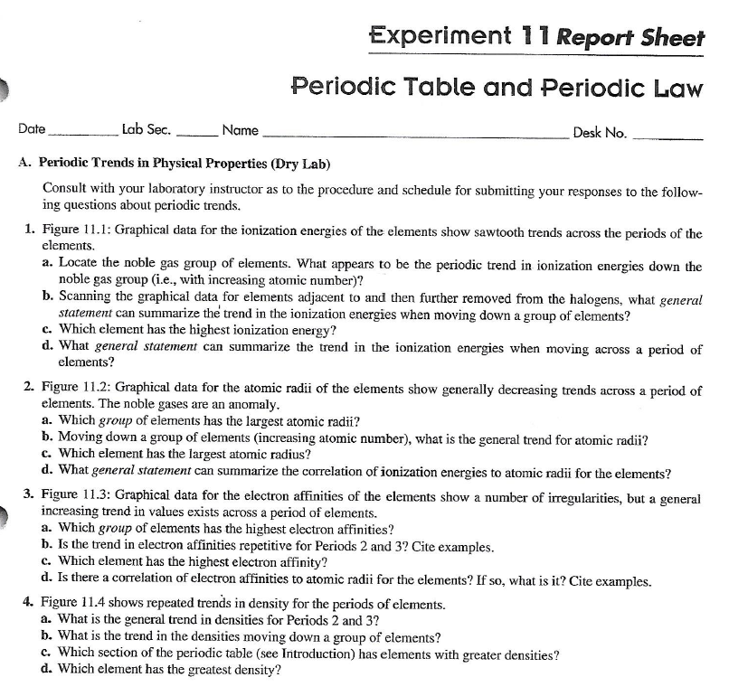 periodic trends lab experiment