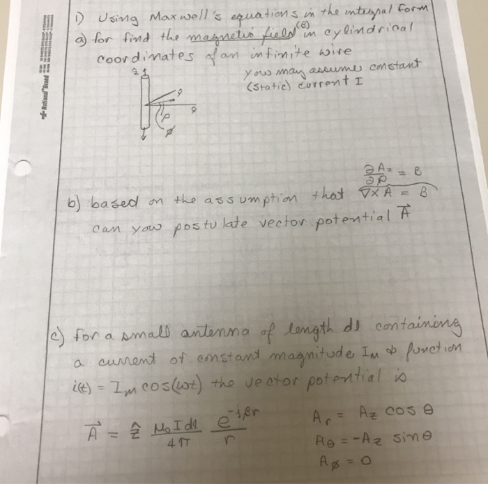 Solved Using Maxwell's Equations In The Integral Form For | Chegg.com