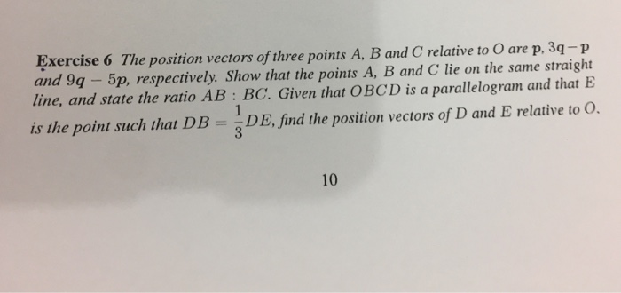 Solved The position vectors of three points A, B and C | Chegg.com