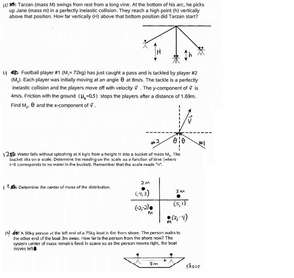 Solved Tarzan (mass M) swings from rest from a long vine. At