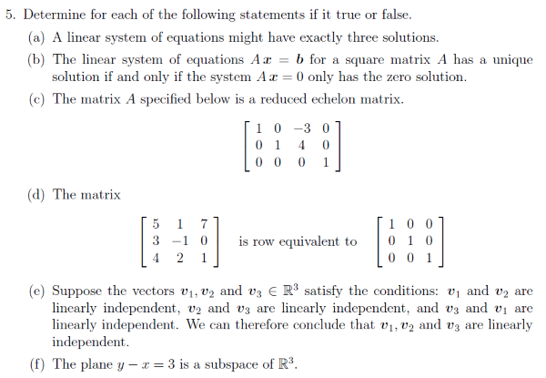Solved Determine for each of the following statements is | Chegg.com