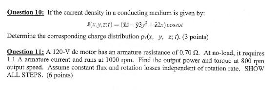 Solved If the current density in a conducting medium is | Chegg.com