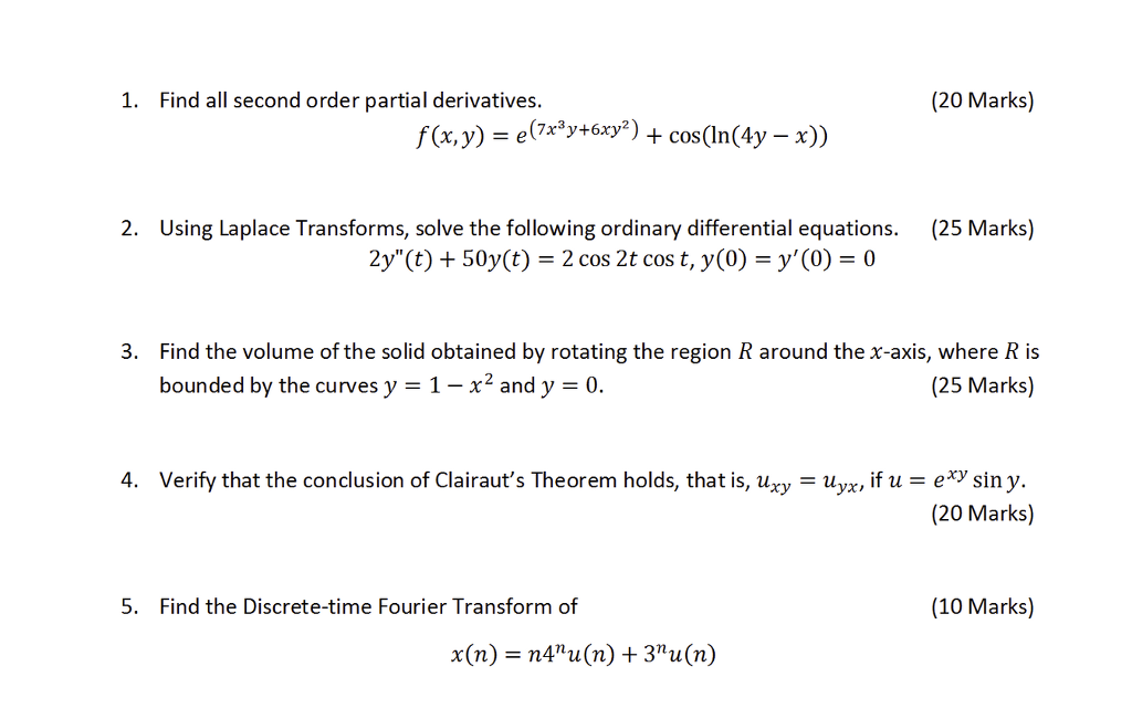 Solved Find All Second Order Partial Derivatives F X Y