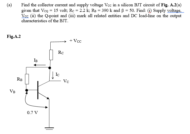 Solved Find the collector current and supply voltage V_CC in | Chegg.com