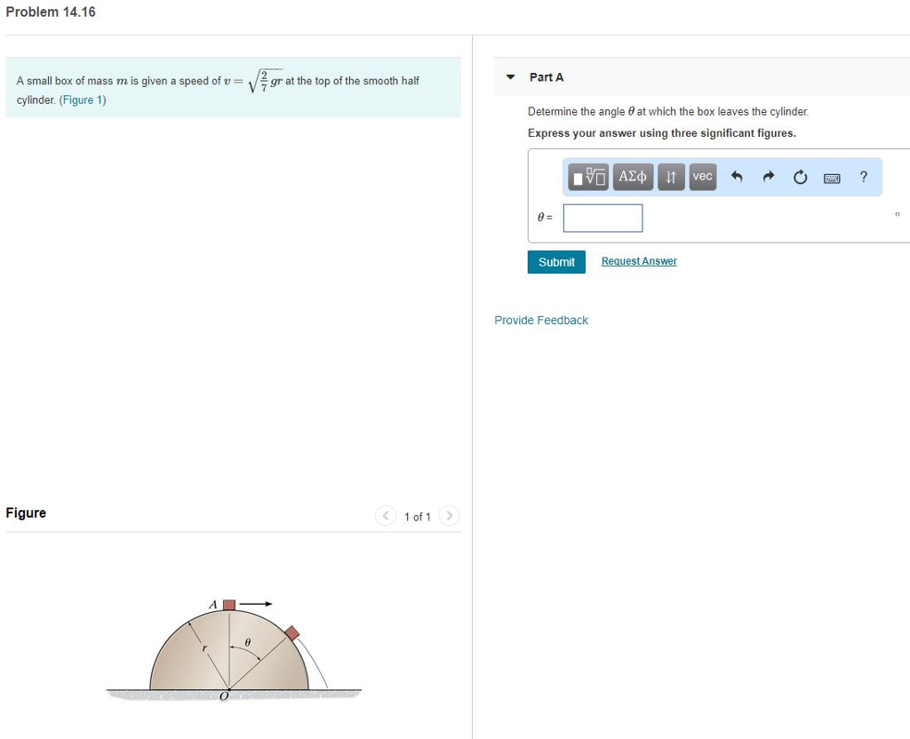 Problem 14.16 gr at the top of the smooth half Part A | Chegg.com