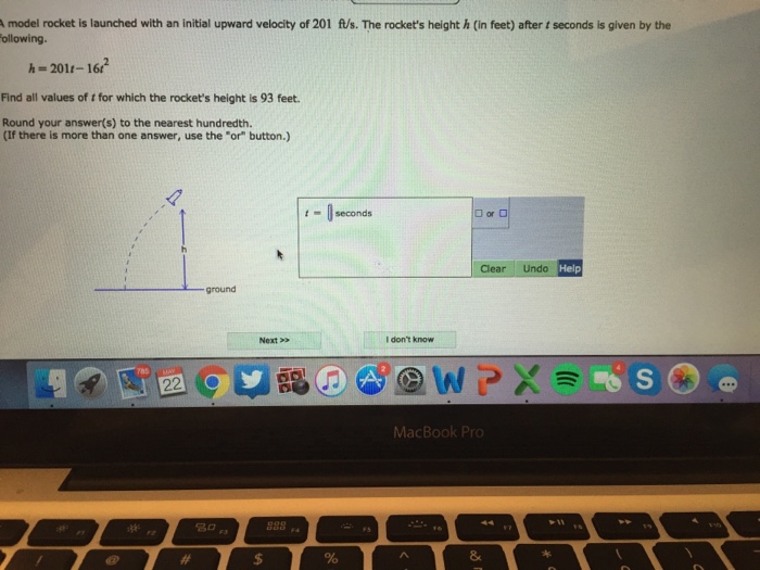 Solved A model rocket is launched with an initial upward