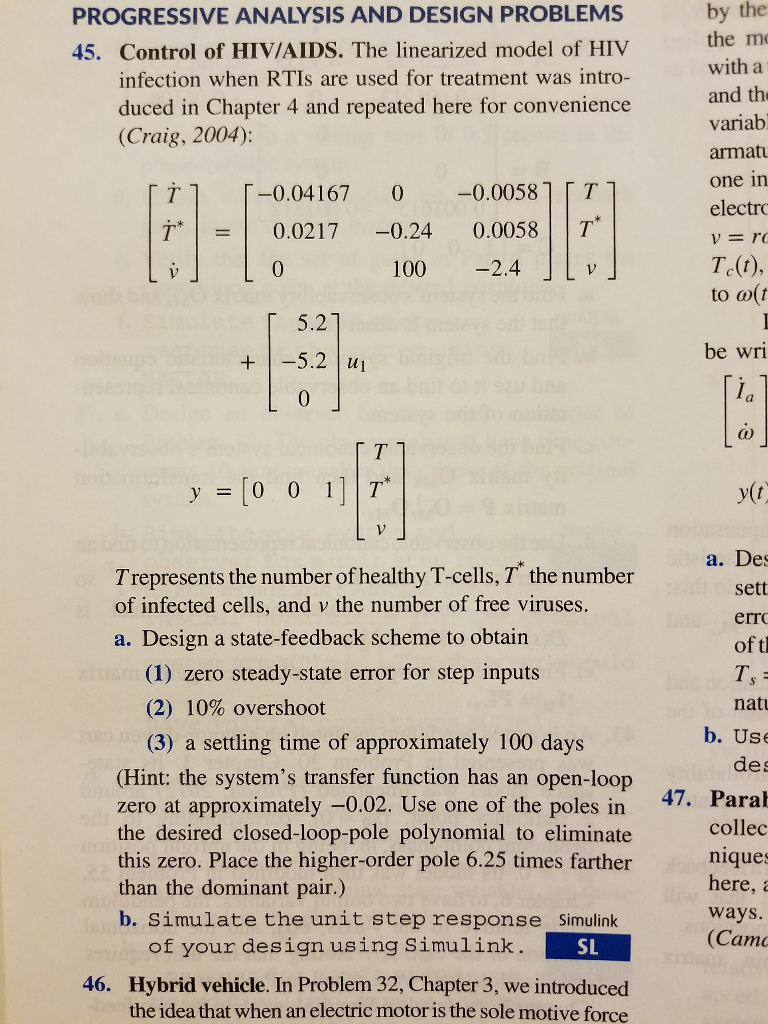 Solved Control of HIV/AIDS. The linearized model of HIV | Chegg.com