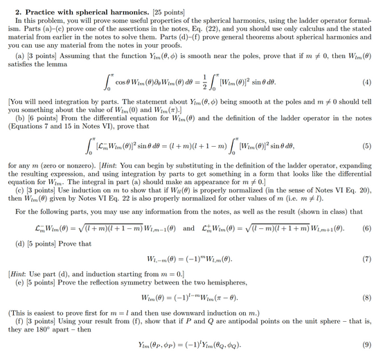 Practice with spherical harmonics. In this problem,