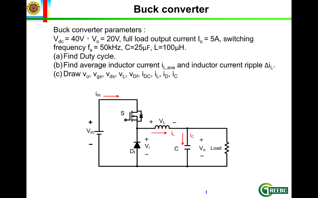Solved Buck converter Buck converter parameters Vate =