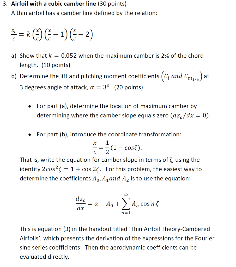3. Airfoil with a cubic camber line (30 points) A