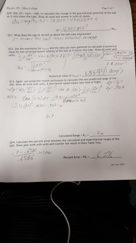 Solved Physics 195- Mesa College Page 1 of7 Your Name: Jshua | Chegg.com