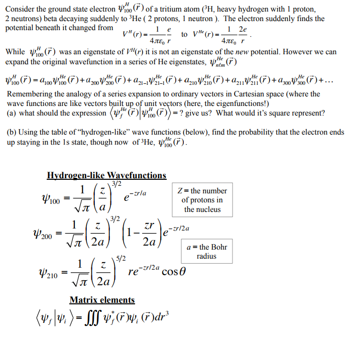 Solved Consider the ground state electron Ψ 0(7) of a | Chegg.com