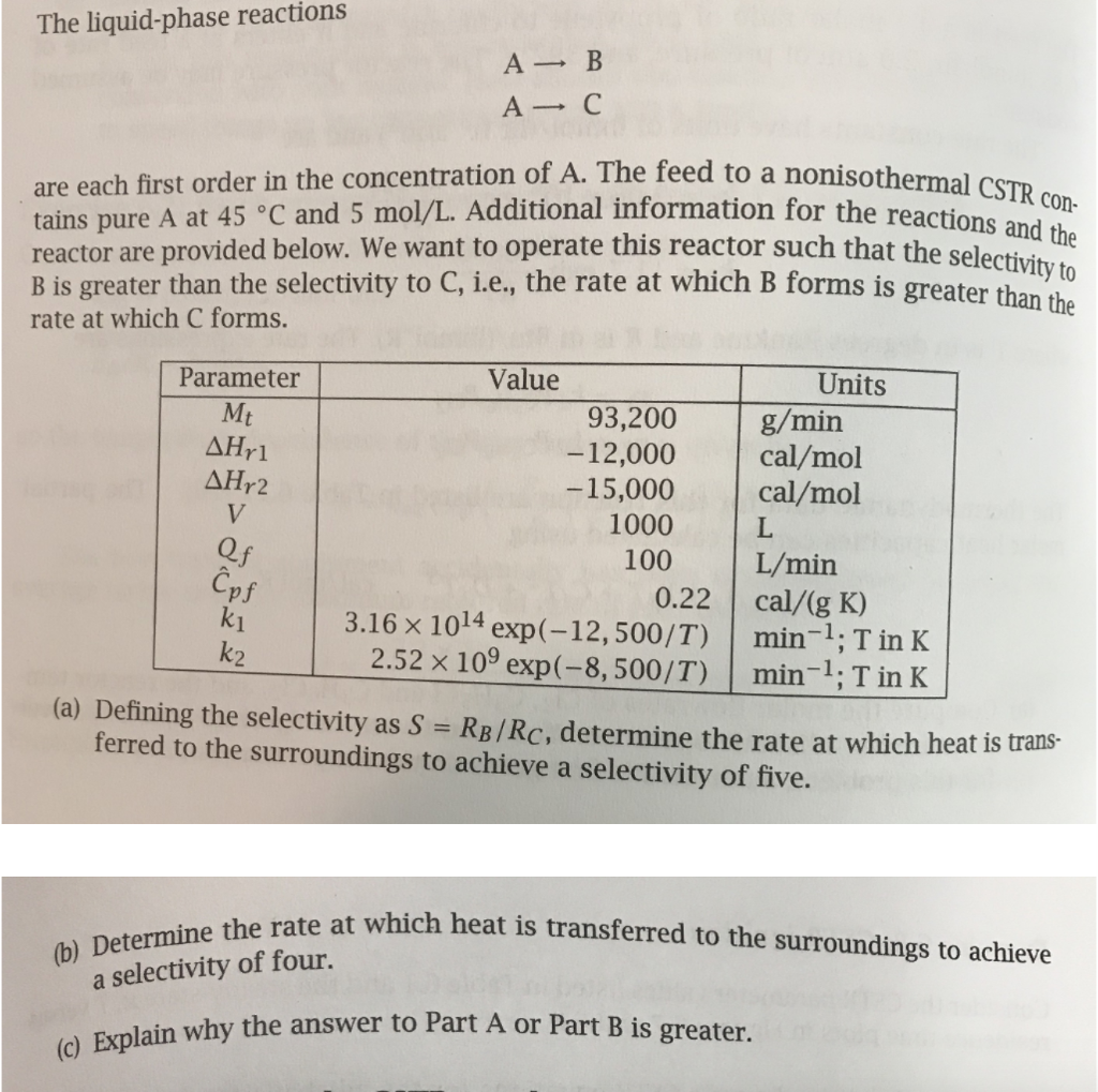 Cstr Energy Balance Chegg