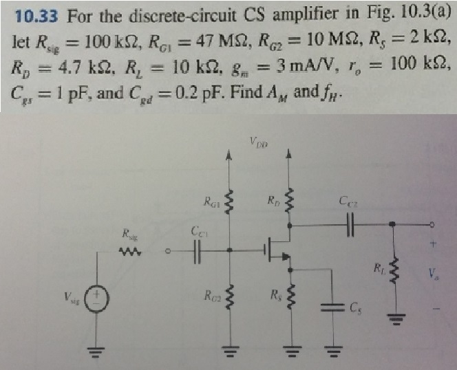Solved 10.33 For the discrete circuit CS amplifier in Fig. | Chegg.com