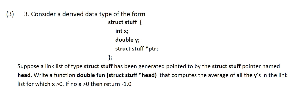 Solved (3) 3. Consider a derived data type of the form | Chegg.com