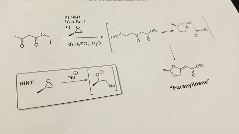 Solved HINT: A) NaH B) N-BuLi D) H2SO4, H20 Nu Nu "Furan | Chegg.com