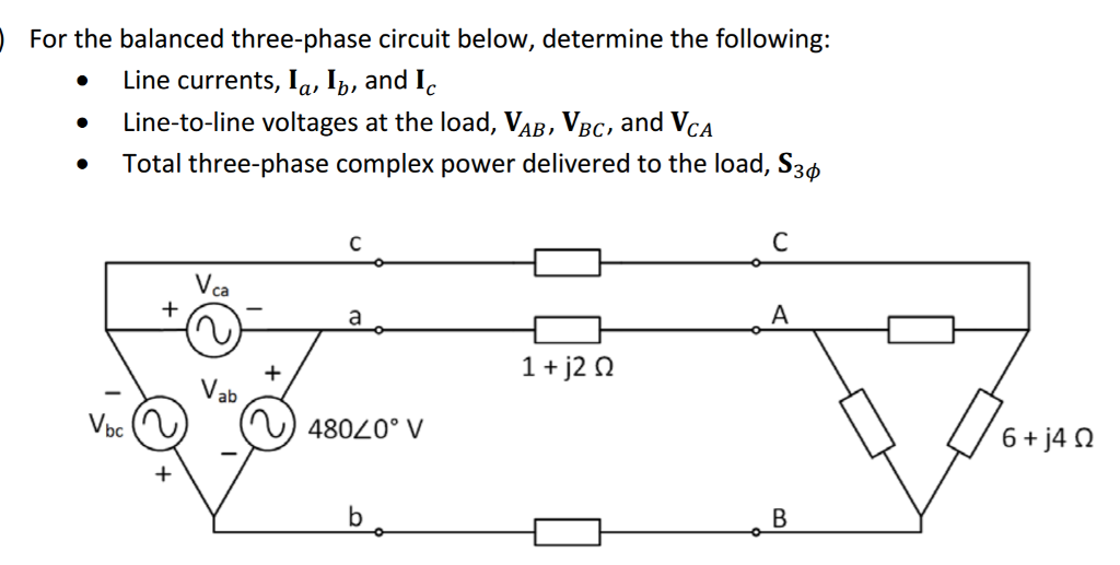 Solved For The Balanced Three-phase Circuit Below, Determine | Chegg.com