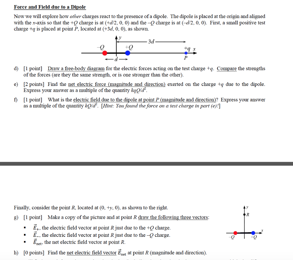 Solved Physics II- Force and Field due to a Dipole | Chegg.com