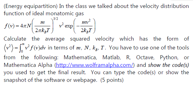 Solved In the class we talked about the velocity | Chegg.com