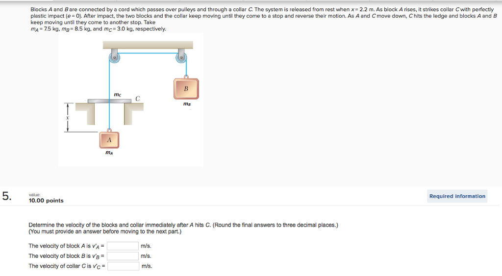 Solved Blocks A and B are connected by a cord which passes | Chegg.com