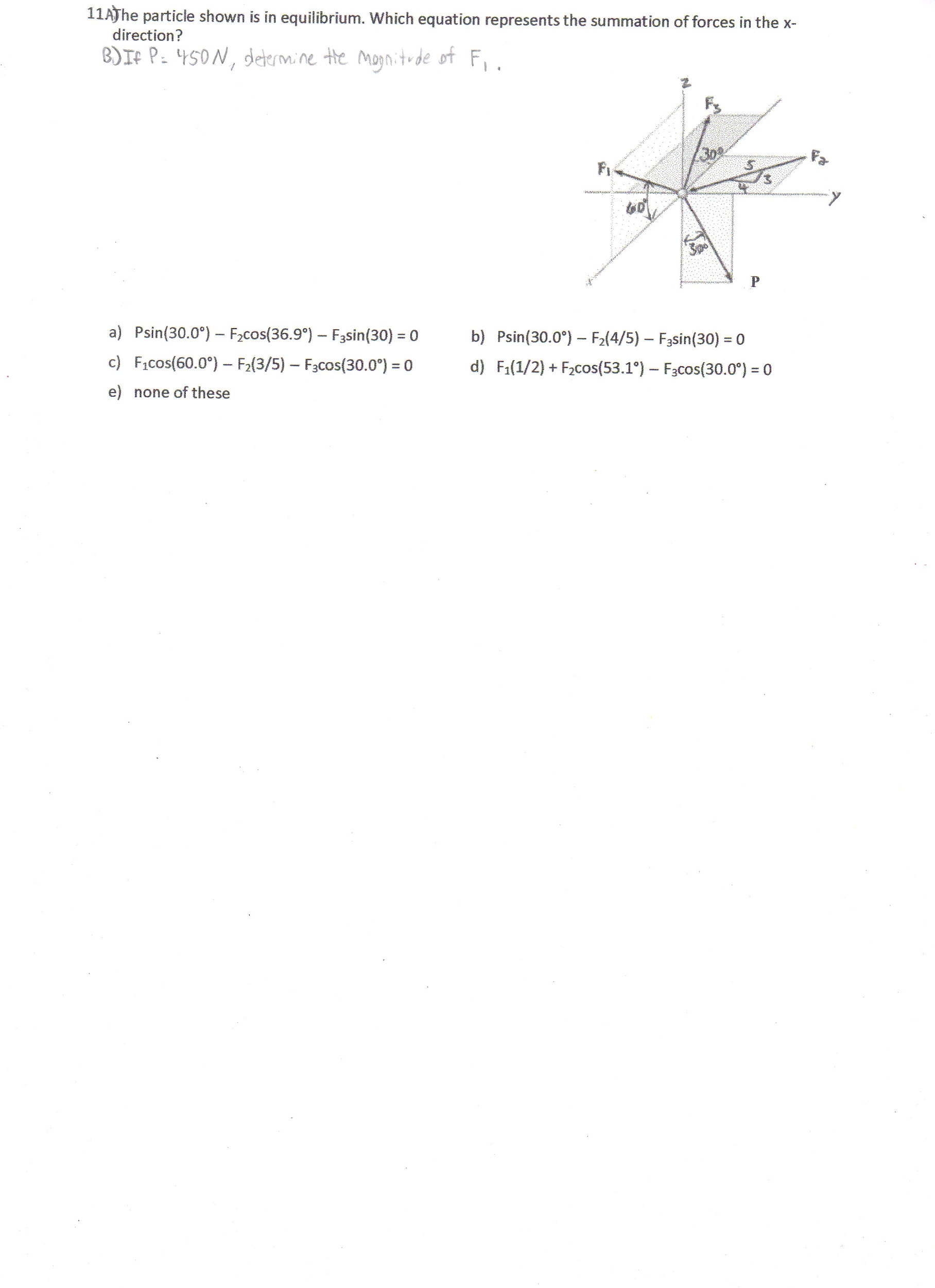 Solved The Particle Shown Is In Equilibrium Which Equations