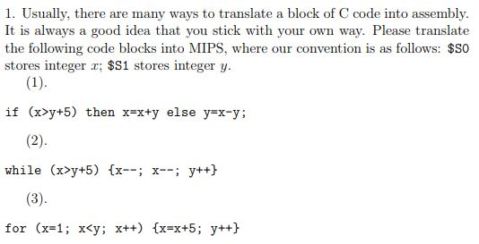 Solved 1. Usually, there are many ways to translate a block | Chegg.com