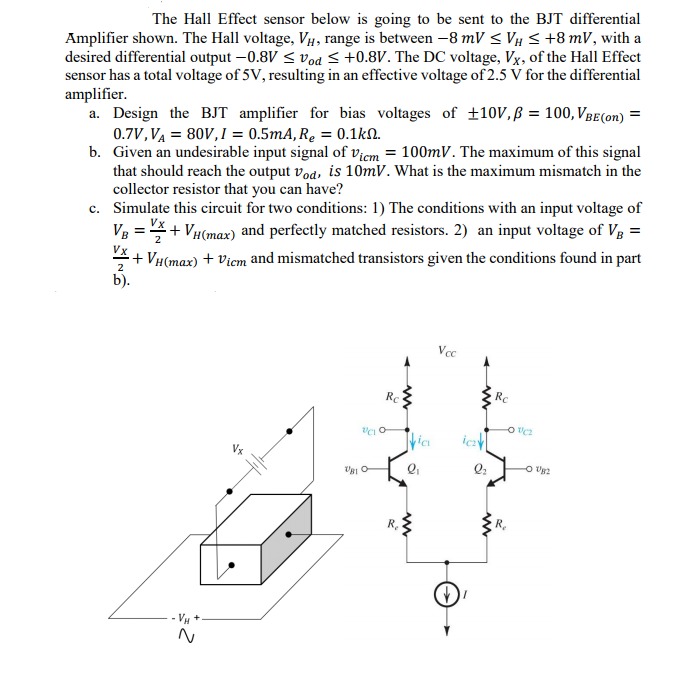 Solved The Hall Effect sensor below is going to be sent to | Chegg.com