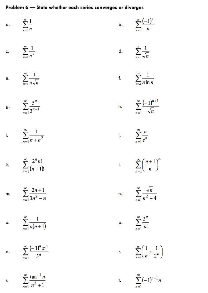 Solved: Calculus Series (Convergent/Divergent) For Each Pr... | Chegg.com