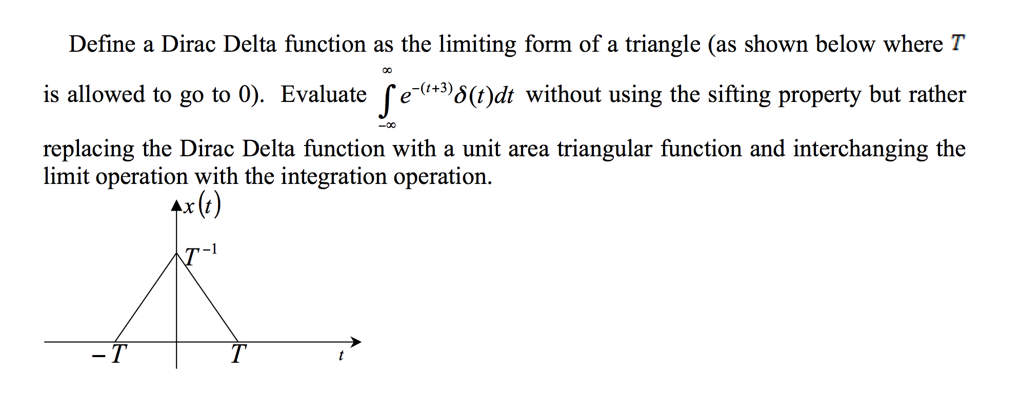 Solved Define a Dirac Delta function as the limiting form of | Chegg.com