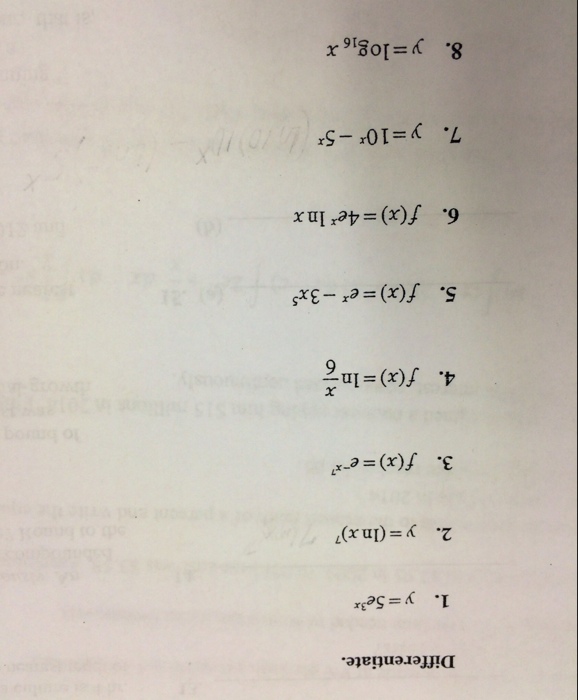 Solved Differentiate. y = 5e3x y = (ln xt)7 f(x) = ex7