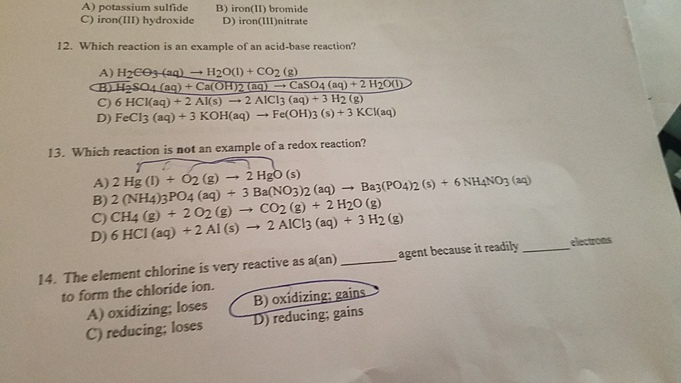 Solved A) potassium sulfide C) iron(III) hydroxide B)
