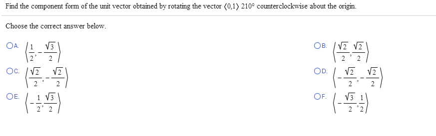 Solved Find the component form of the unit vector obtained | Chegg.com