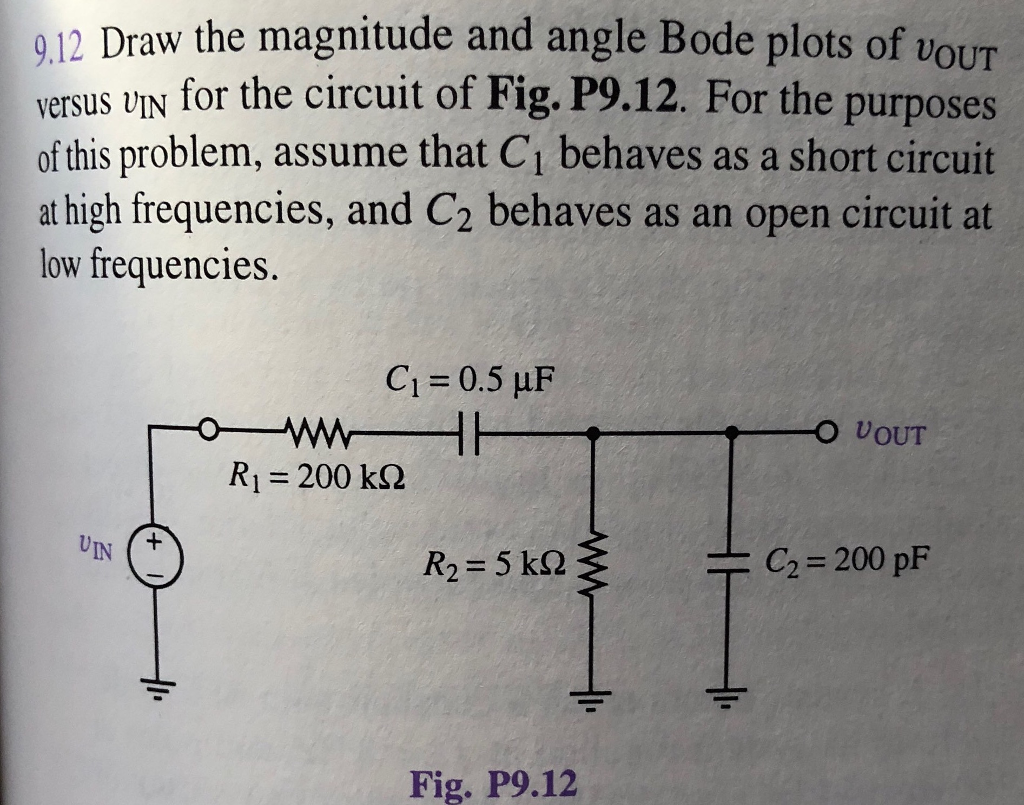 Solved 912 Draw the magnitude and angle Bode plots of vout | Chegg.com