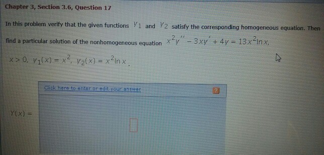Solved In this problem verify that the given functions y_1 | Chegg.com