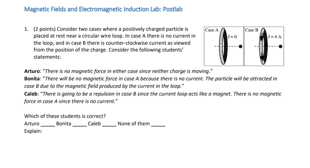 Solved Magnetic Fields And Electromagnetic Induction Lab: | Chegg.com