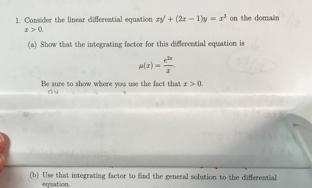 Solved 1. Consider the linear differential equation ay (2 - | Chegg.com