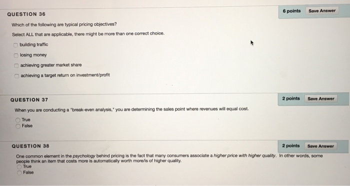 Solved 6 points save Answer QUESTION 36 Which of the | Chegg.com