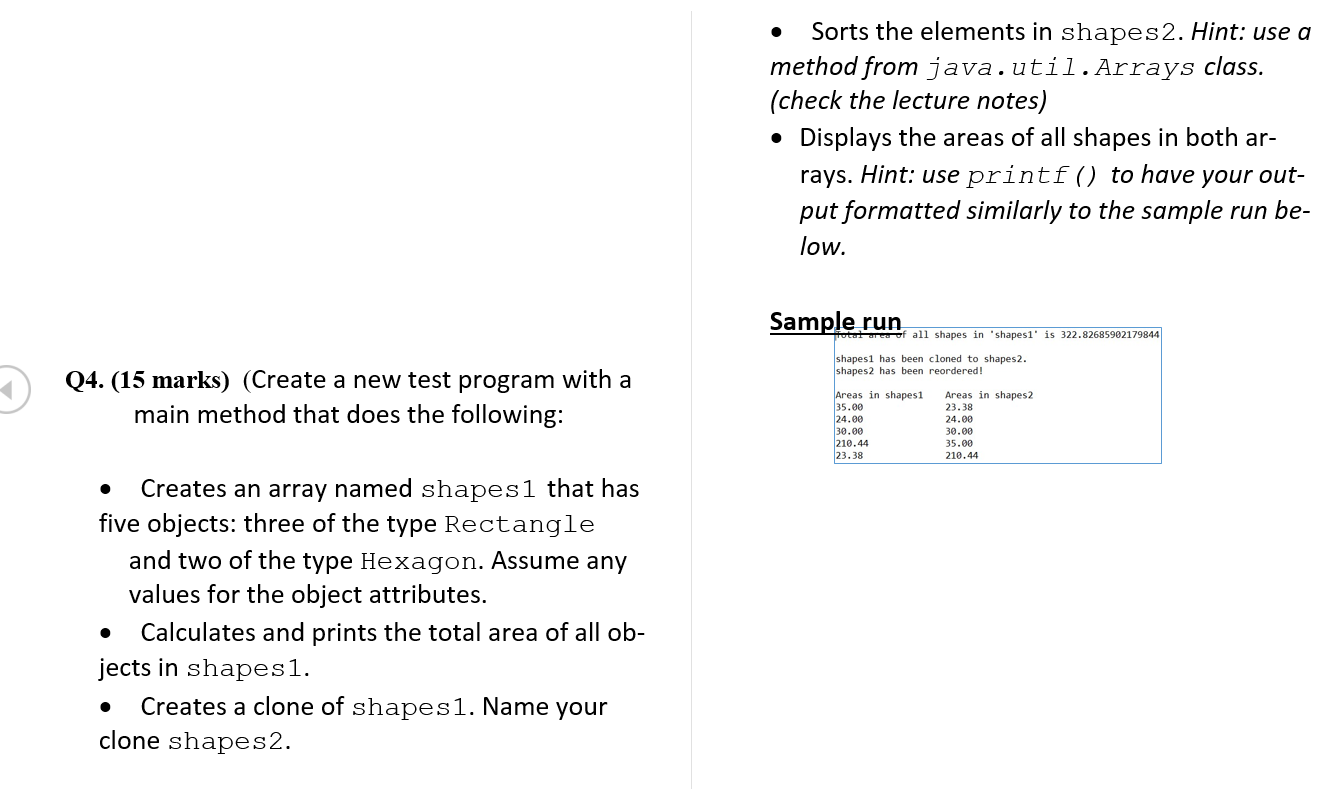 Solved (Create a new test program with a main method that | Chegg.com