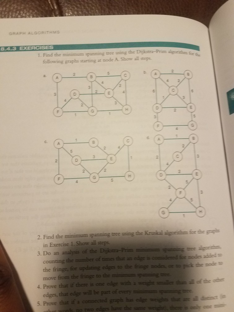 Solved GRAPH ALGORITHMs 8.4.3 EXERCISES 1. Find the minimum | Chegg.com