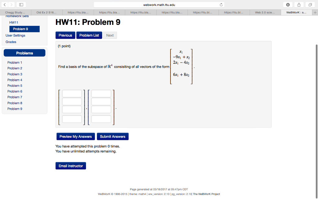 Solved Chegg Study... Homework Sets HW Problem 9 User | Chegg.com