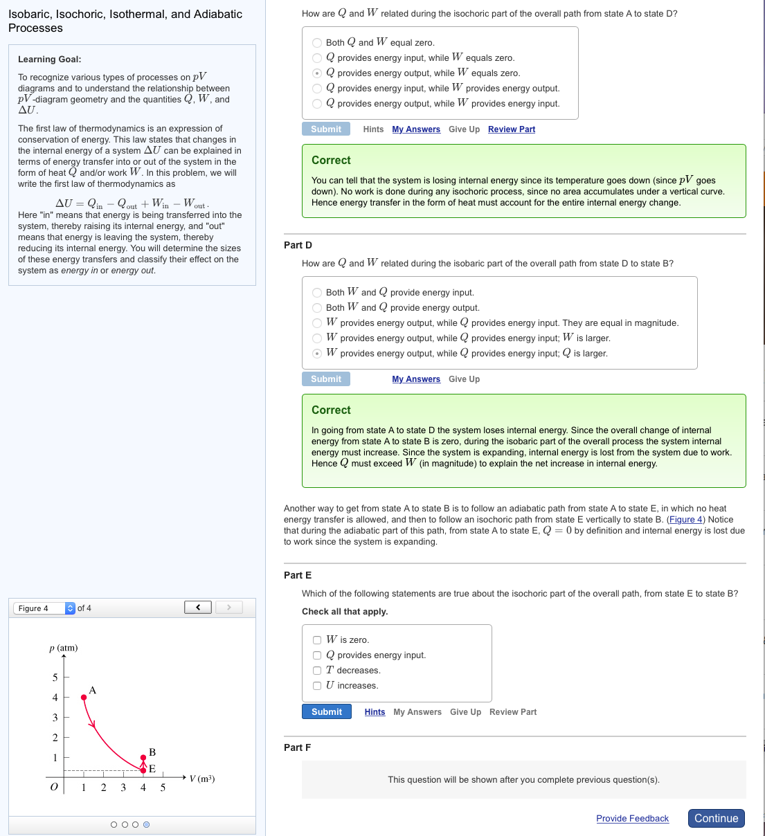 Solved Isobaric, Isochoric, Isothermal, and Adiabatic | Chegg.com