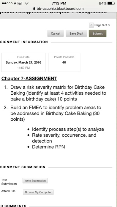 Solved Draw A Risk Severity Matrix For Birthday Cake Baking Chegg Com