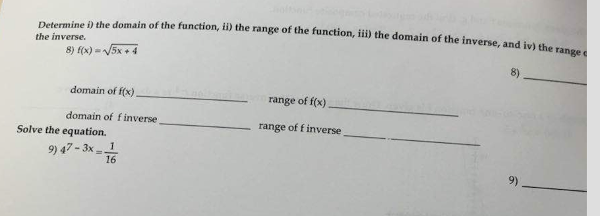 how to determine the domain of an inverse function