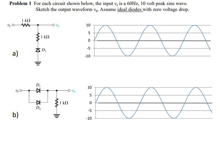 Solved Problem 1 For each circuit shown below, the input v | Chegg.com